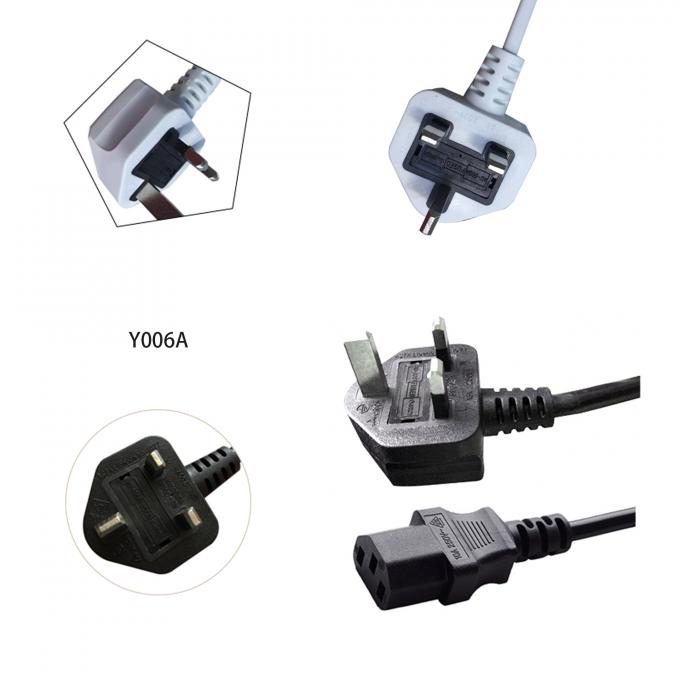 Instrument Low Voltage Uk Power Cord Black White Color Pvc 10a 3 Pins Plug 0