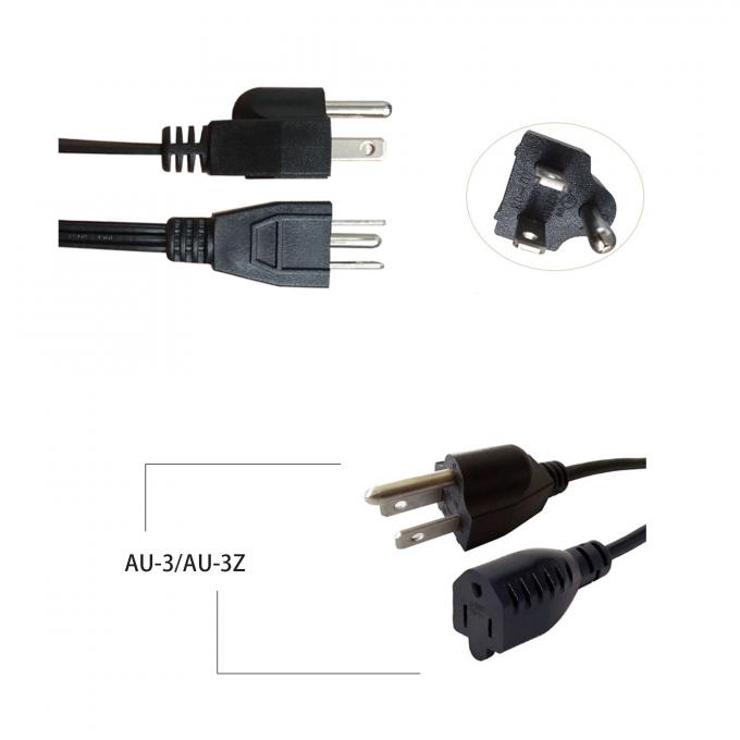 Ul Retractable Three Prong Ac Power Cord , 16a 125v Ac Power Adapter Cable 0