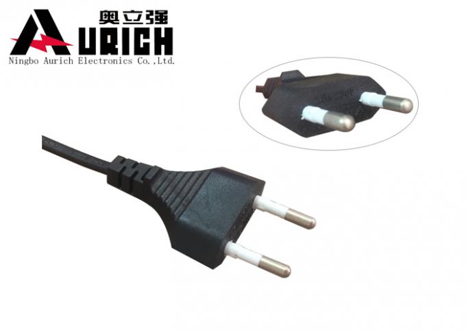 2 Pin European Ac Power Cord 2.5a 250v Pvc Material With Ce Rohs Approval 1