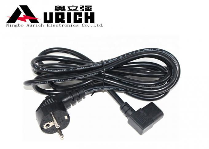 Electrical 3 Pin European Extension Cord 90 Degree White Black Color 2