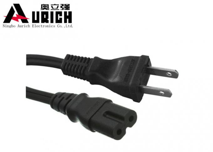 Black PVC AC Japan Power Cord 7A 250V With 2pin Electric Plug 0