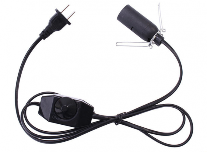 10A / 125V Lamp Power Cord / Ul Listed Salt Lamp Cord With Dimmer 20W Bulb Black Color 0