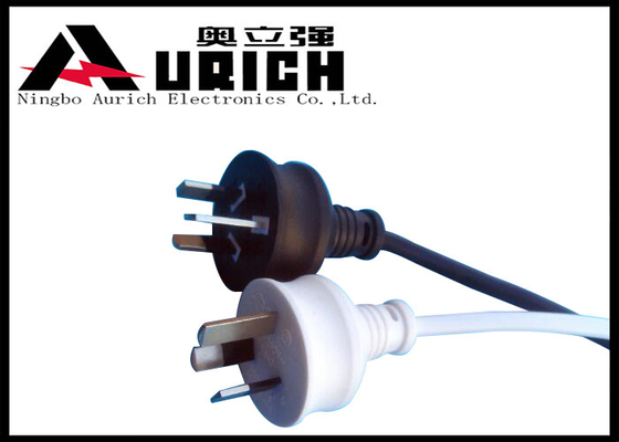 China SAA 3 Pin Plug Australian Mains Lead 10A 250V With IEC Connector White / Black Color supplier