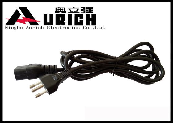 China Brazilian 3 Round Pin Power Cord For Washing Machine / Microwave Oven INMETRO Approval supplier
