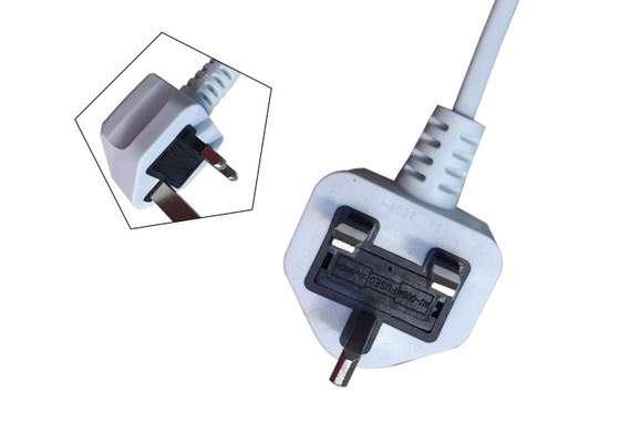 China Instrument Low Voltage Uk Power Cord Black White Color Pvc 10a 3 Pins Plug supplier