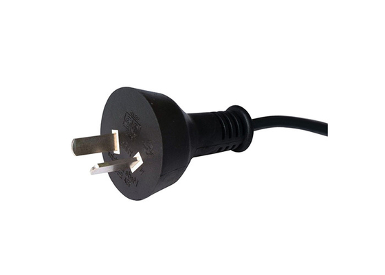 China Argentina Retractable Ac Power Supply Cord Black Color With 2 Pin Plug supplier