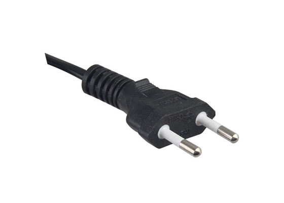 China Black Pvc Brazil Power Cable 2pin Plug Retractable Power Cord For Home Appliance supplier