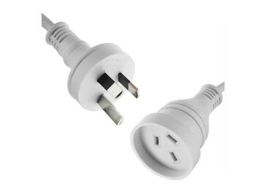 China White Color Pvc 3 Prong Power Extension Cord Australia Standard Ac 250 Volts supplier