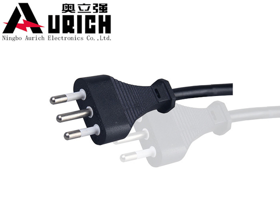 China Black Pvc Electrical Three Prong Laptop Power Cord Italy Standard 10a 250v supplier