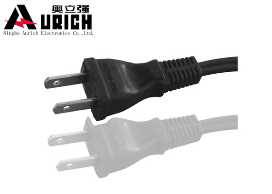 China Black PVC AC Japan Power Cord 7A 250V With 2pin Electric Plug supplier