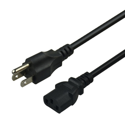 UL Approved IEC 320 C13 Power Cord USA 3 Pin Black Computer Power Cord Plug