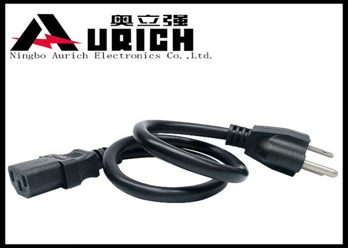 Computer 3 Pin AC UL Listed Power Cord , IEC C13 Power Cable American Standard 0