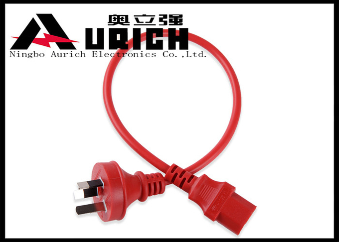 Red 6ft Three Prong Australia Power Cord With IEC 320 C13 Connector 10A 250V 0