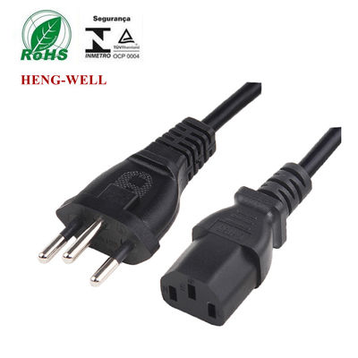quality  AC 3 Round Pin Brazil Power Cord 2m INMETRO For Home Appliance factory