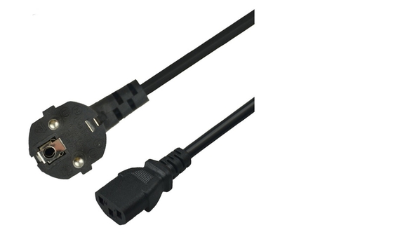 2 Prong VDE Power Cord 8ft Length Black Color For Laptop Computer