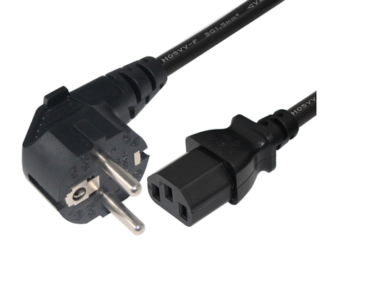 2 Prong VDE Power Cord 8ft Length Black Color For Laptop Computer