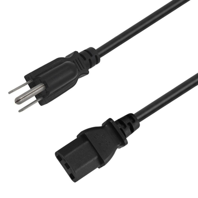 6 Foot UL Approved Power Cord USA Black AC 3 Prong Computer Cable