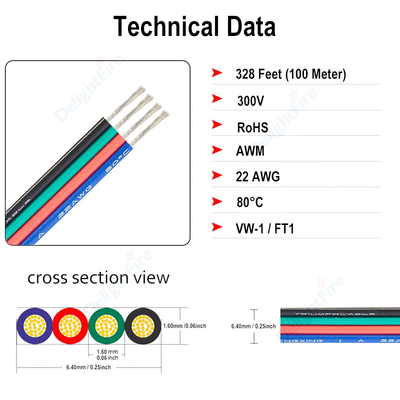 Electrical Insulated PVC Multicore Cable 18AWG 20AWG 22AWG JST SM Connector