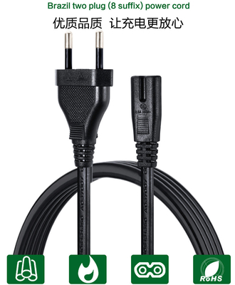 OEM Black Brazil Power Cord AC UC 2 Pin Laptop Power Cord